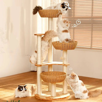 Arbre à Chat Design Bois Massif SkyNest