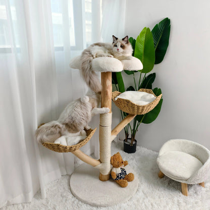 Arbre à Chat SkyNest mini Bois Naturel & Hamac Acrylique