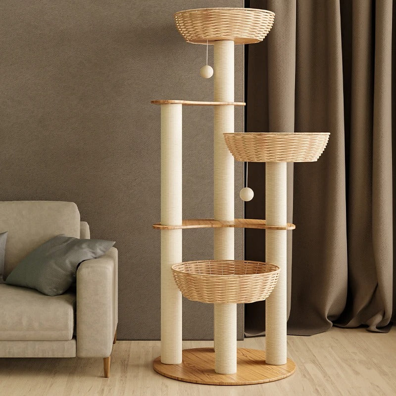 Arbre à Chat Design Bois Massif SkyNest