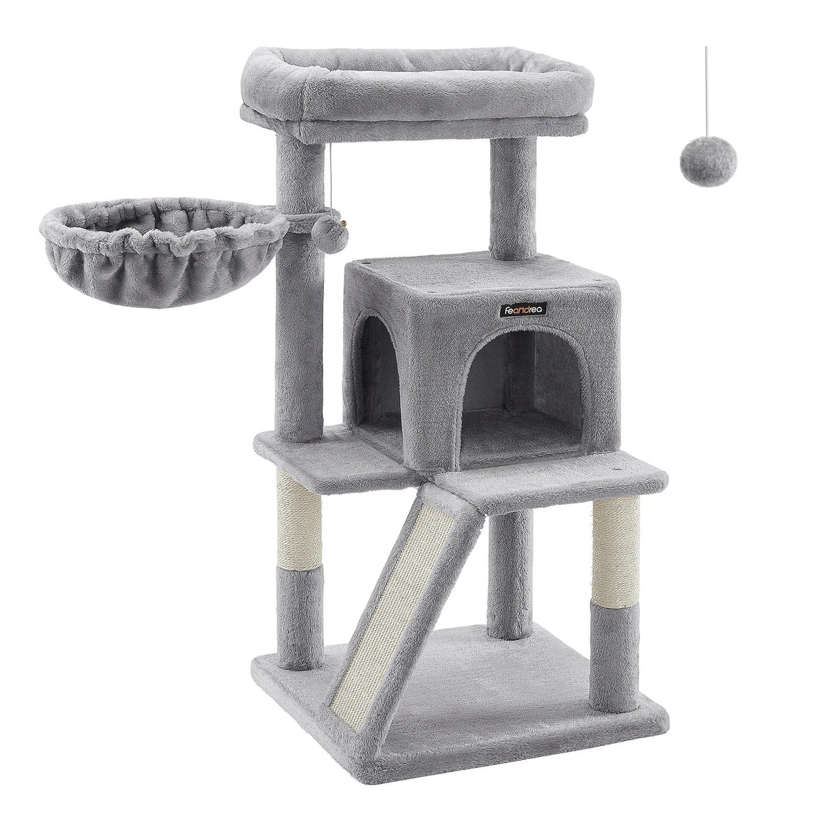 Arbre à Chat Gris 'Nid Perché' - Confort & Jeu