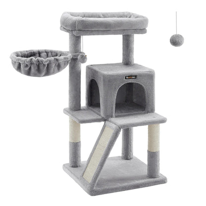 Arbre à Chat Gris 'Nid Perché' - Confort & Jeu