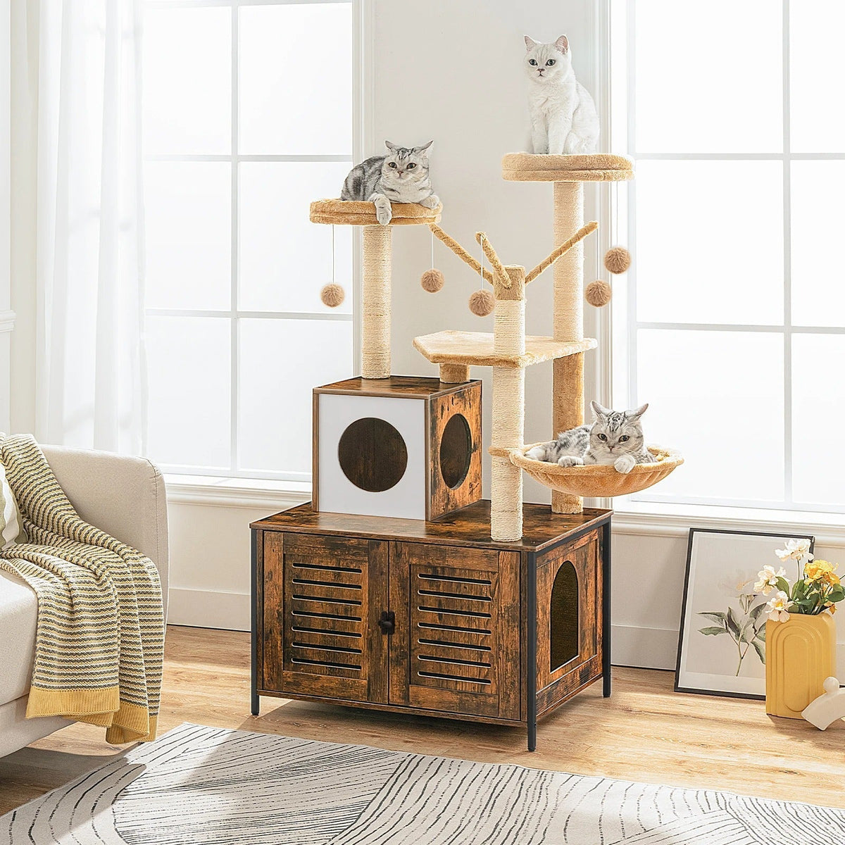 Arbre à Chat LuxeNest : Design & Litière Intégrée