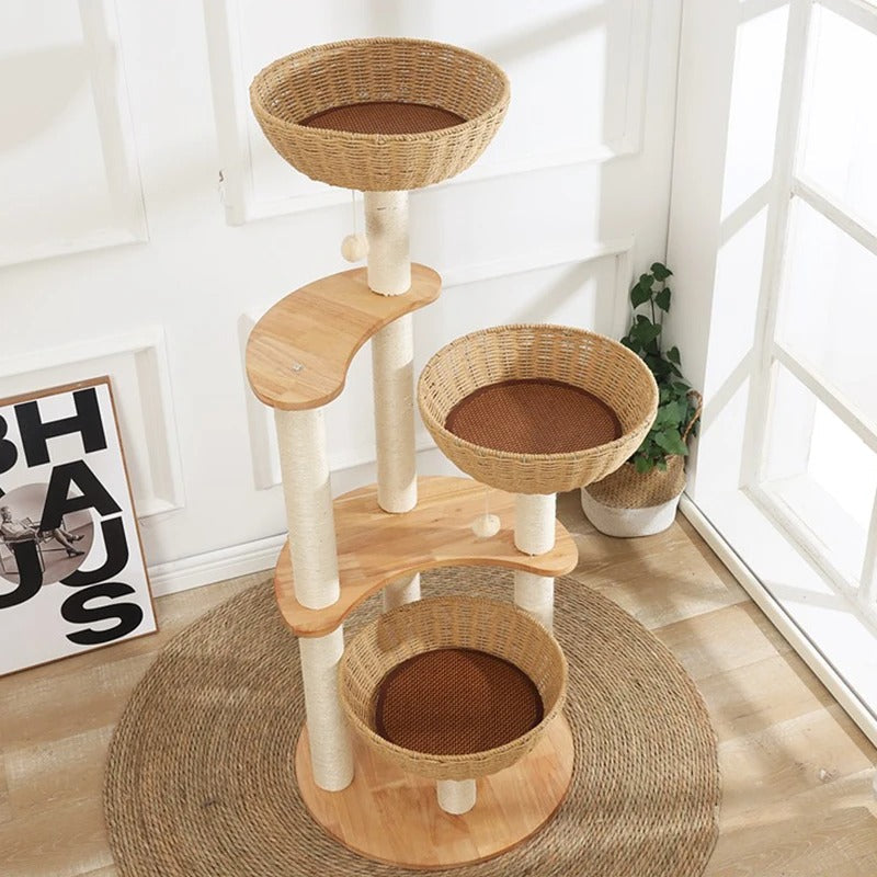 Arbre à Chat Design Bois Massif SkyNest