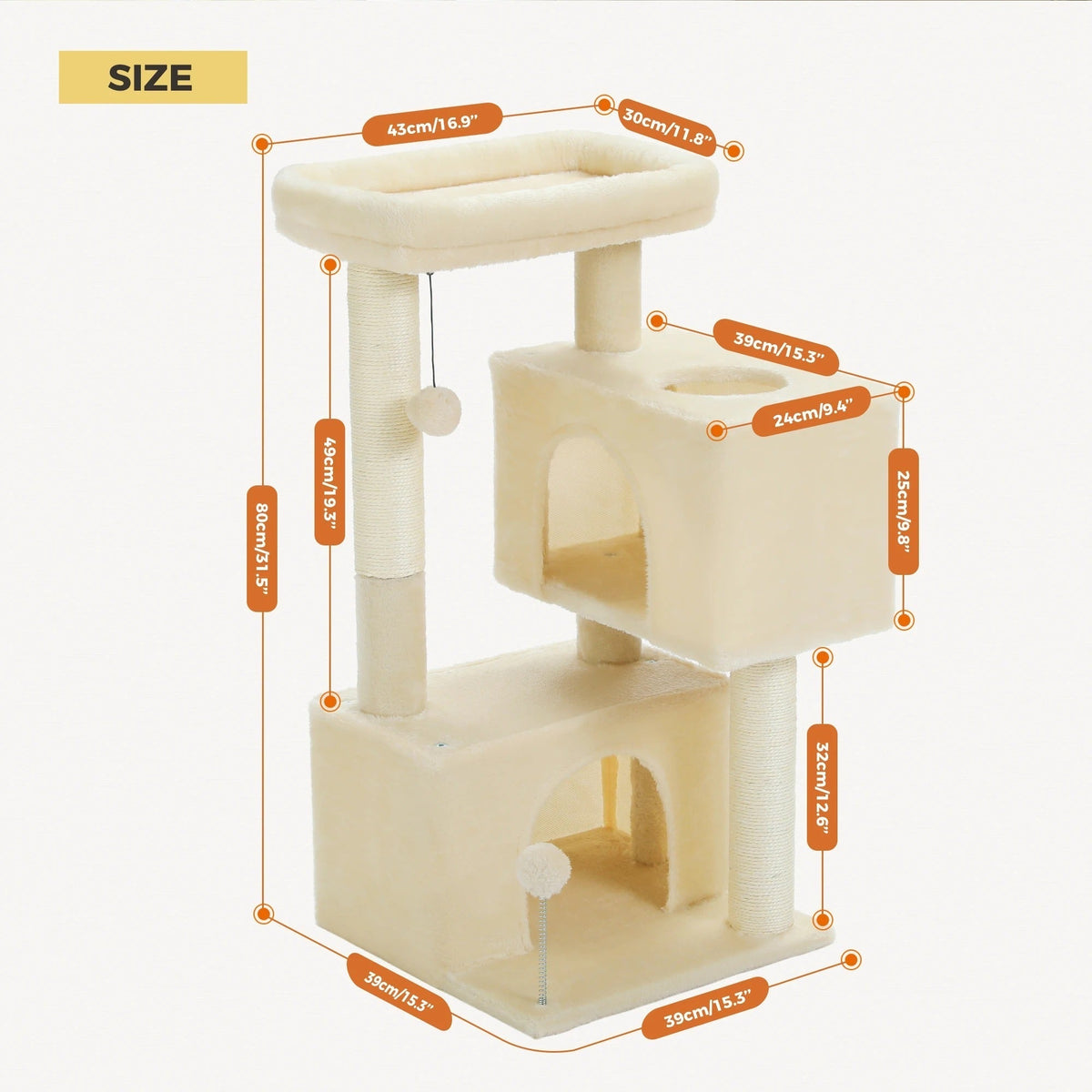 Arbre à Chat Douillet Beige avec Nid Perché