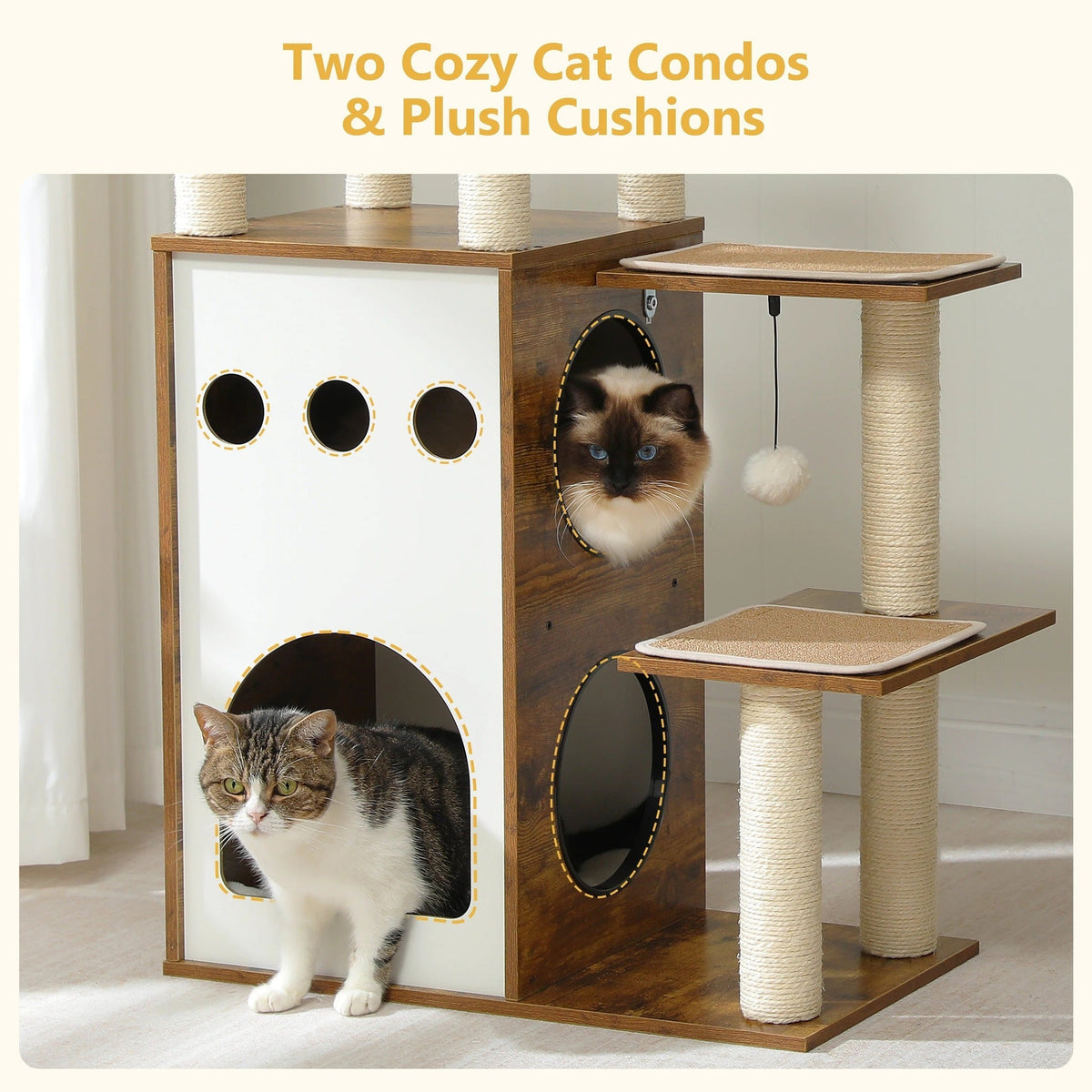 Arbre à Chat Design CozyCondos Bois & Peluche