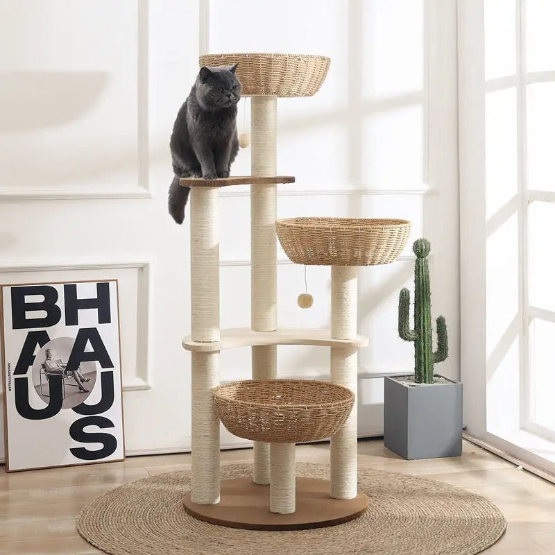 Arbre à Chat Design Bois Massif SkyNest