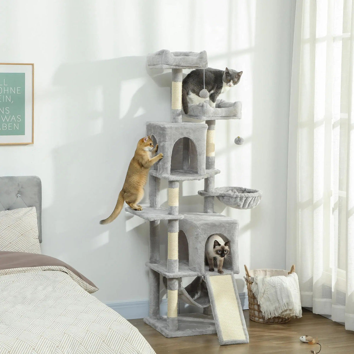 Arbre à Chat Gris Nid Perché L - Jeu & Repos