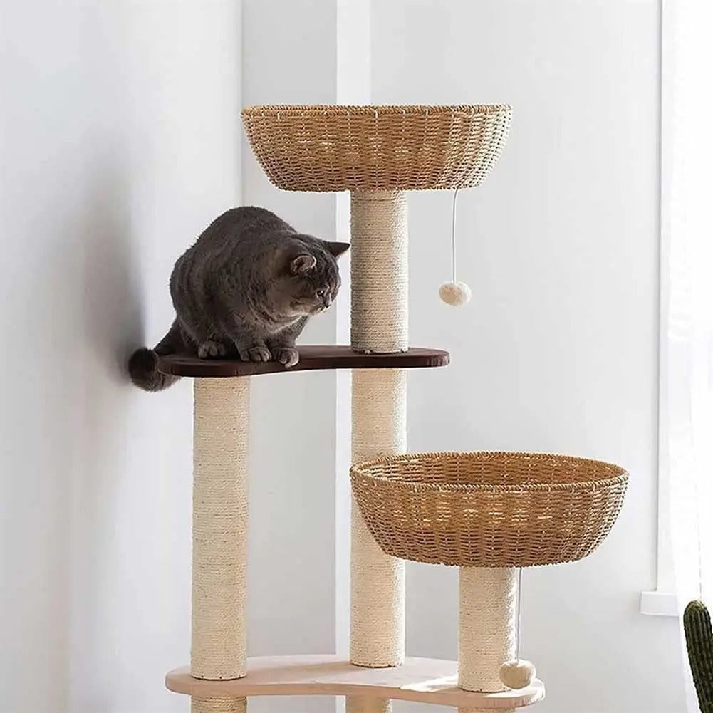Arbre à Chat Design Bois Massif SkyNest