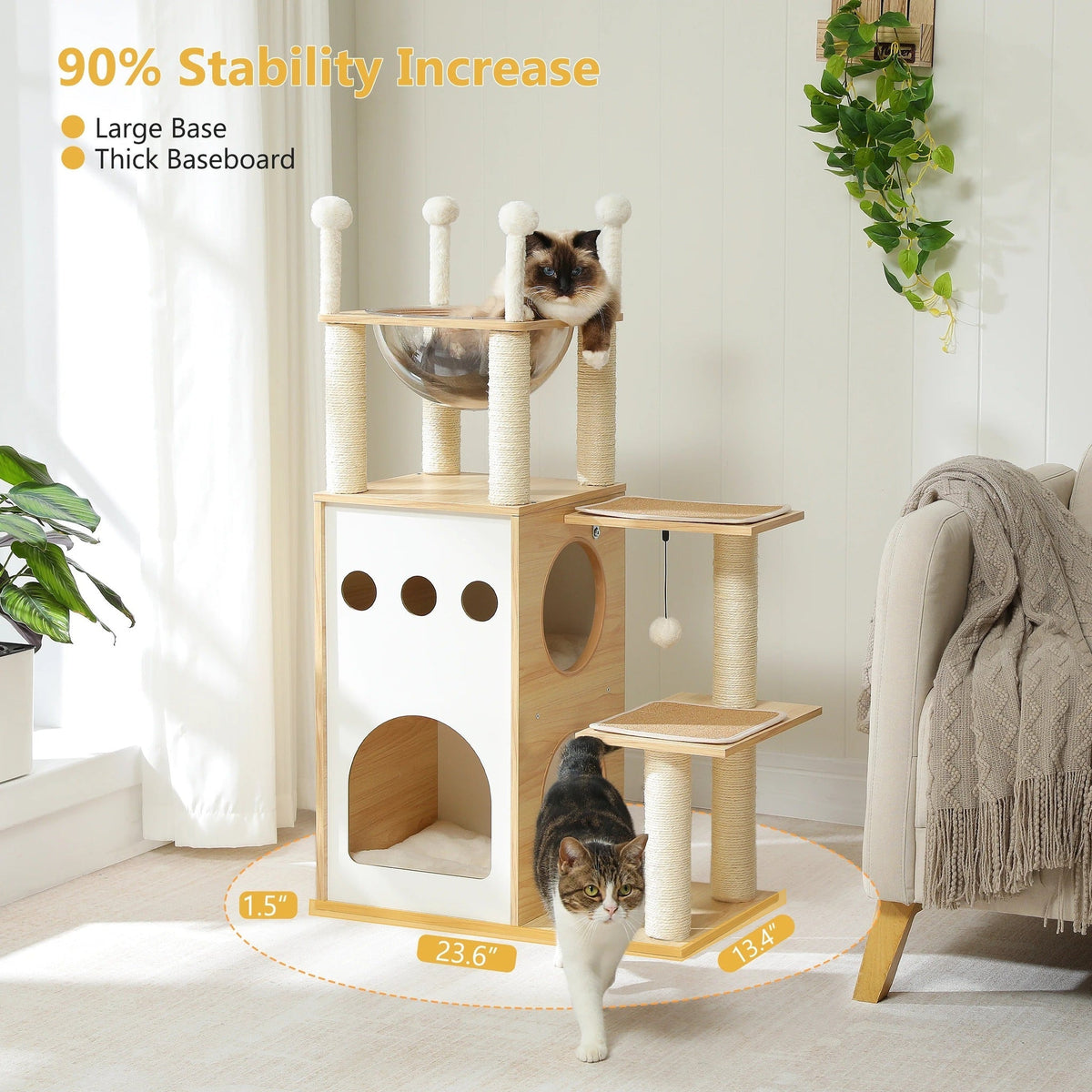 Arbre à Chat Design CozyCondos Bois & Peluche