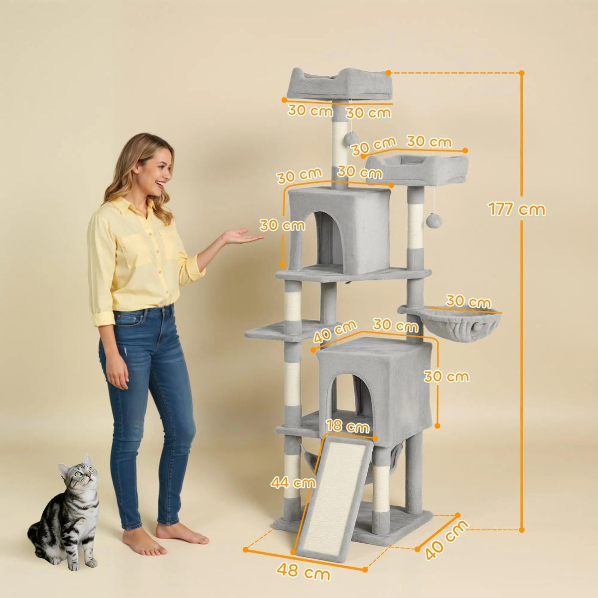 Arbre à Chat Gris Nid Perché L - Jeu & Repos