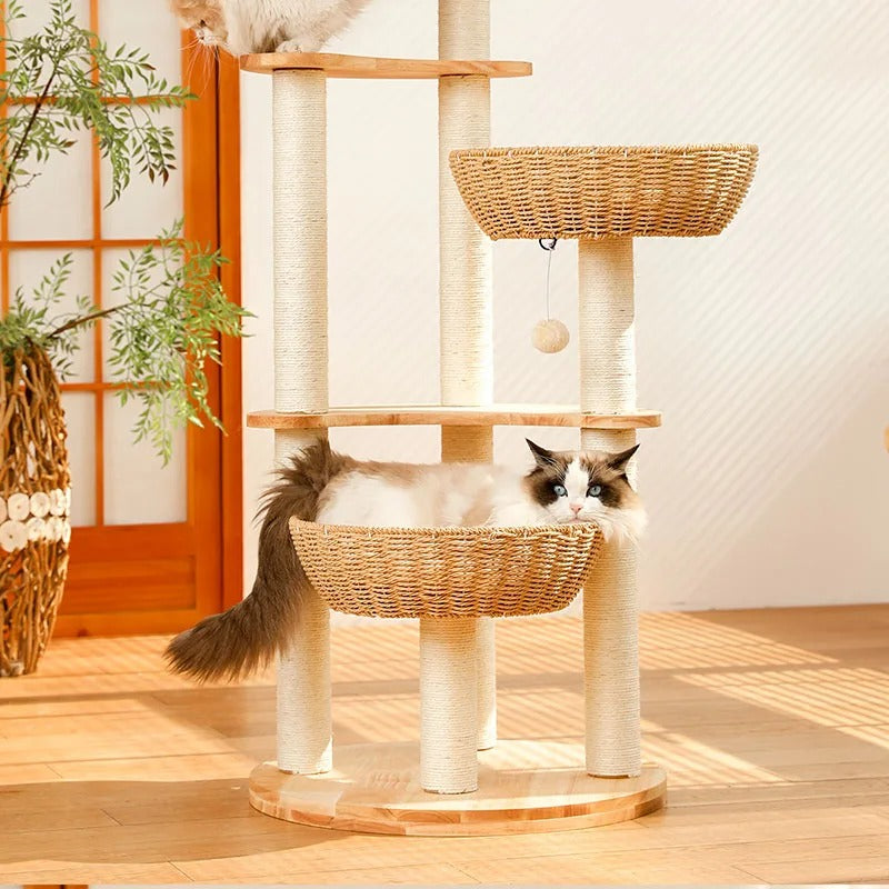 Arbre à Chat Design Bois Massif SkyNest