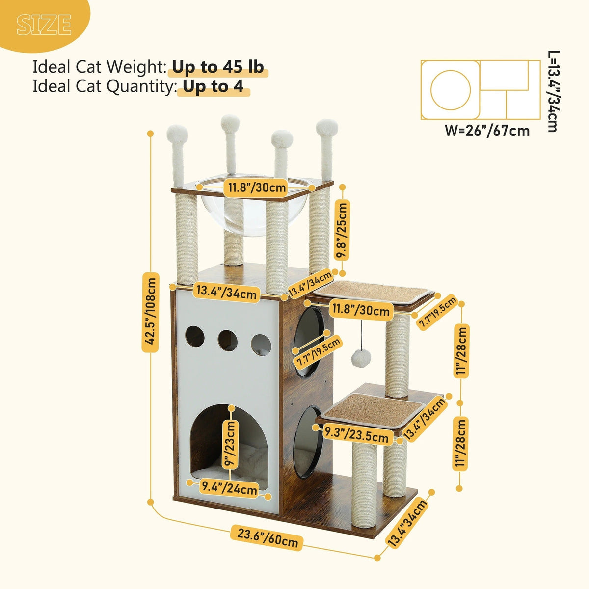 Arbre à Chat Design CozyCondos Bois & Peluche