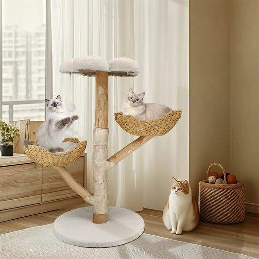 Arbre à Chat SkyNest mini Bois Naturel & Hamac Acrylique