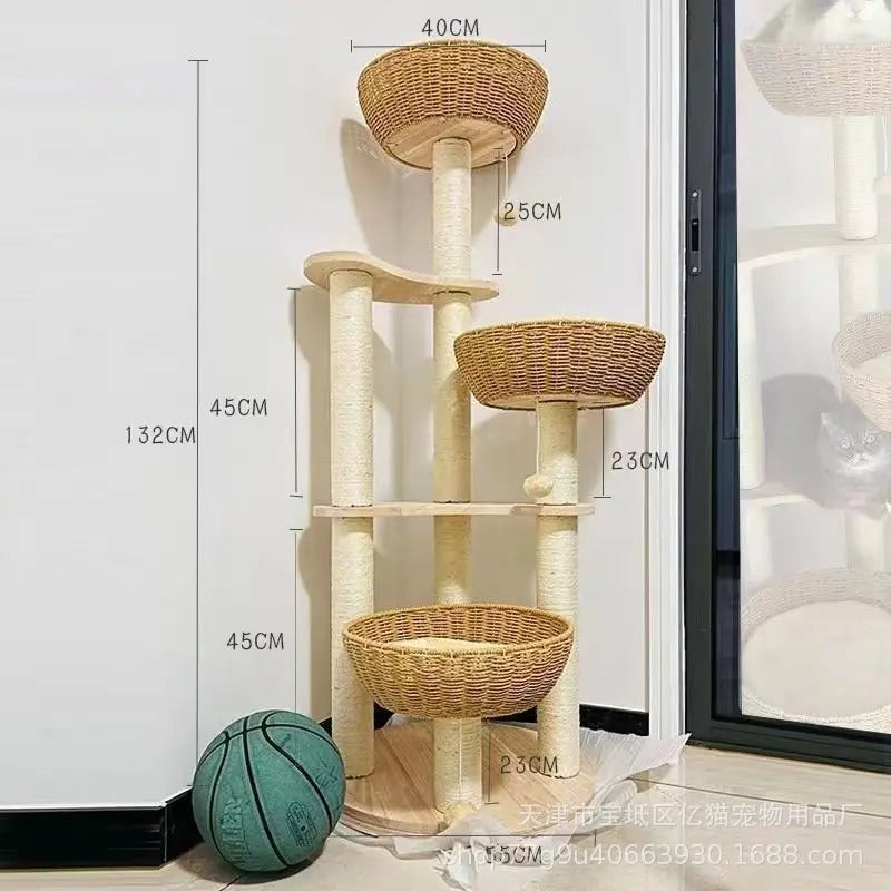 Arbre à Chat Design Bois Massif SkyNest