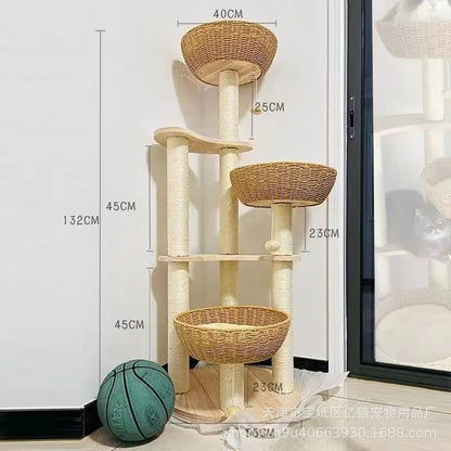 Arbre à Chat Design Bois Massif SkyNest