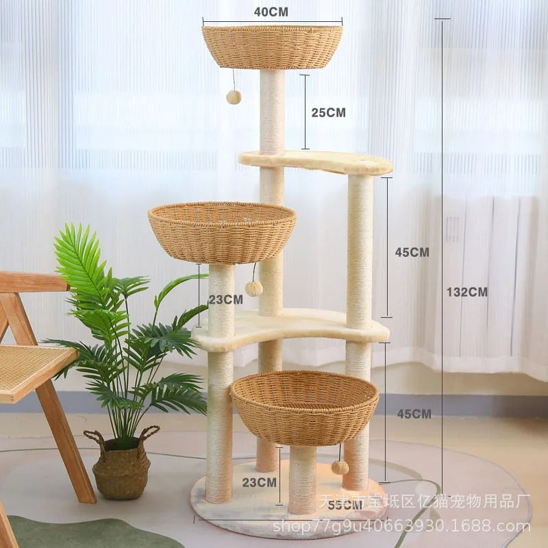 Arbre à Chat Design Bois Massif SkyNest